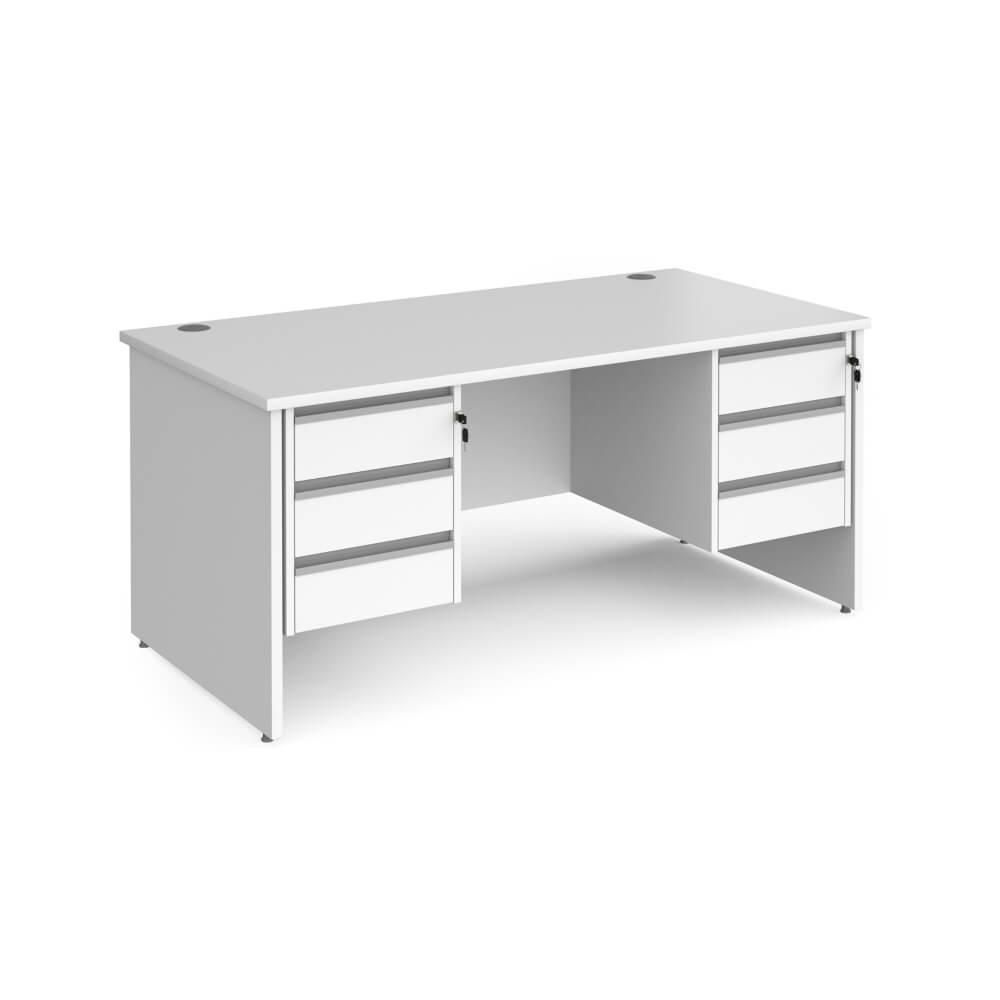 Contract 25 Panel Leg Straight Desk with 2 x 3 Drawer Pedestal