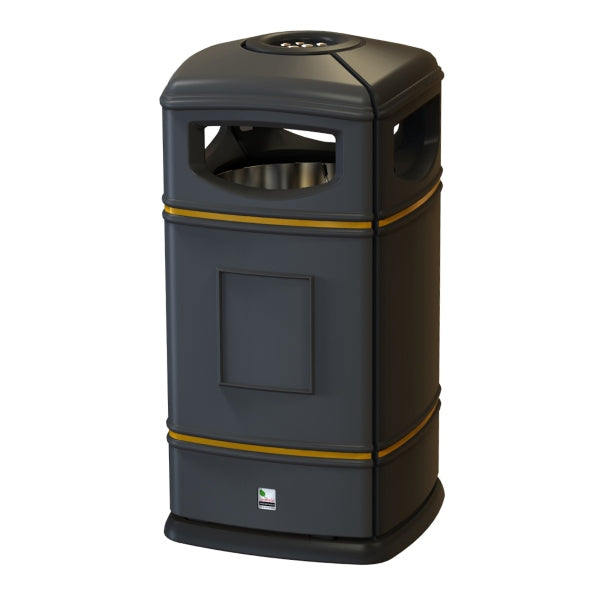 Heritage Square Hooded Litter Bin - Black