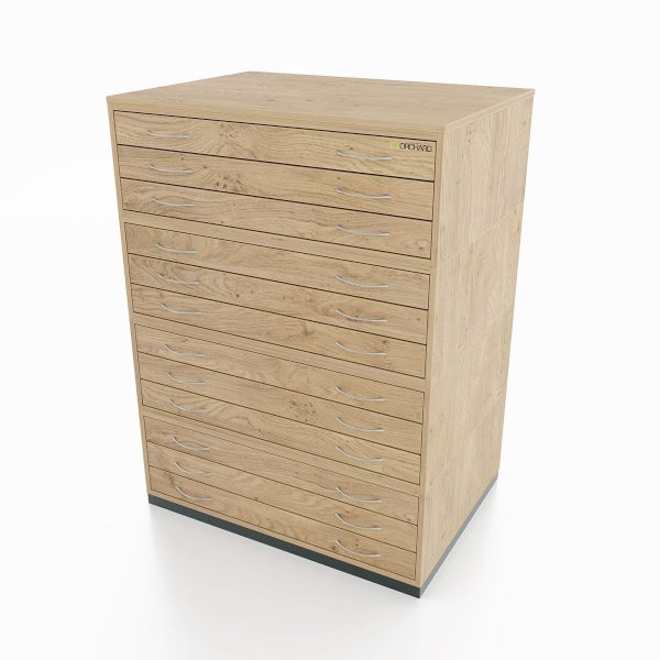 Traditional A1 12 Drawer Plan Chest OAK