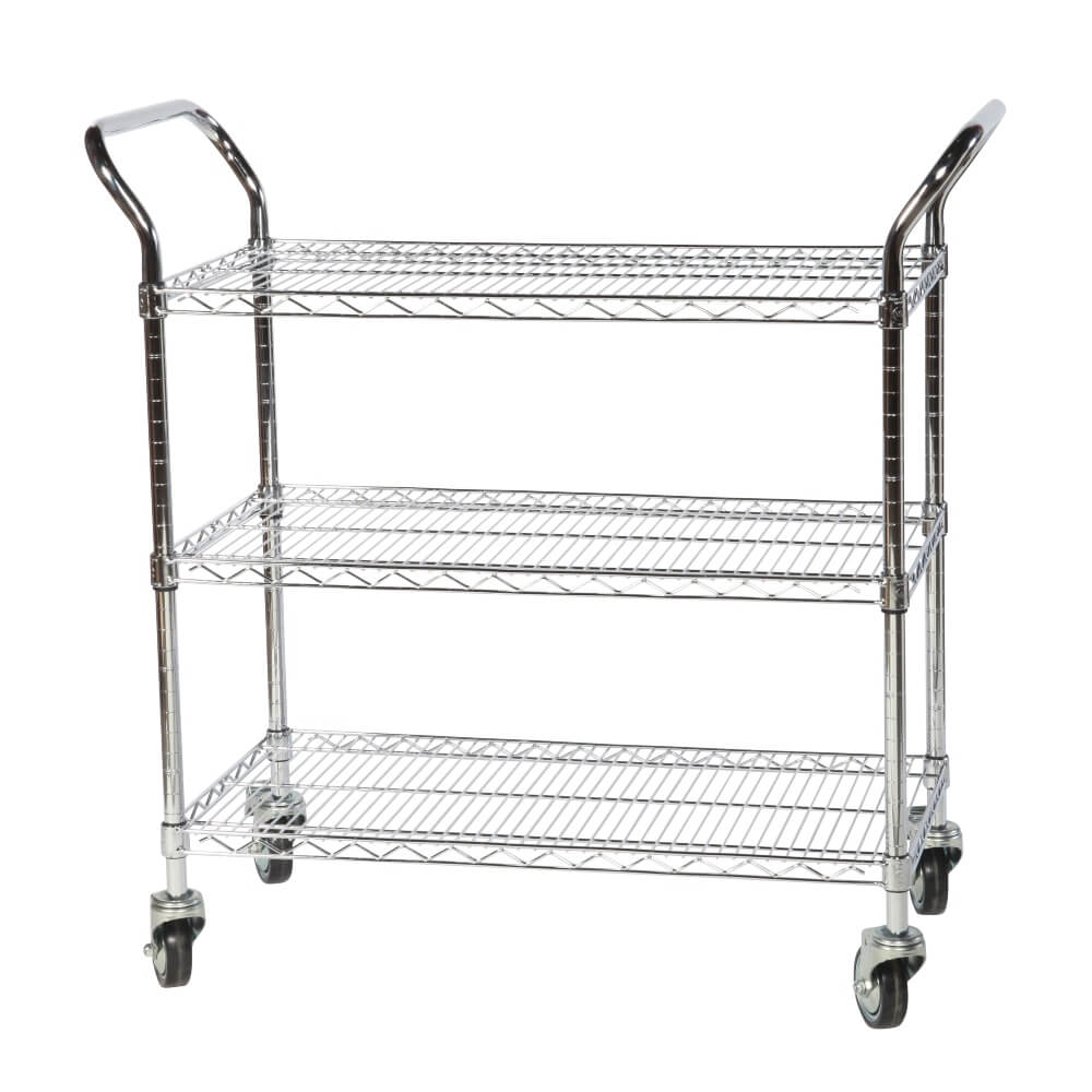 Wire Trolley 3 Tier Basket Shelves 210kg Capacity
