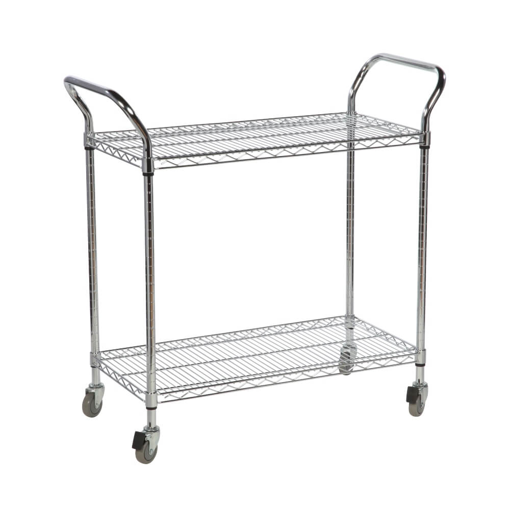 Chrome Wire Distribution Trolley with 2 Shelves