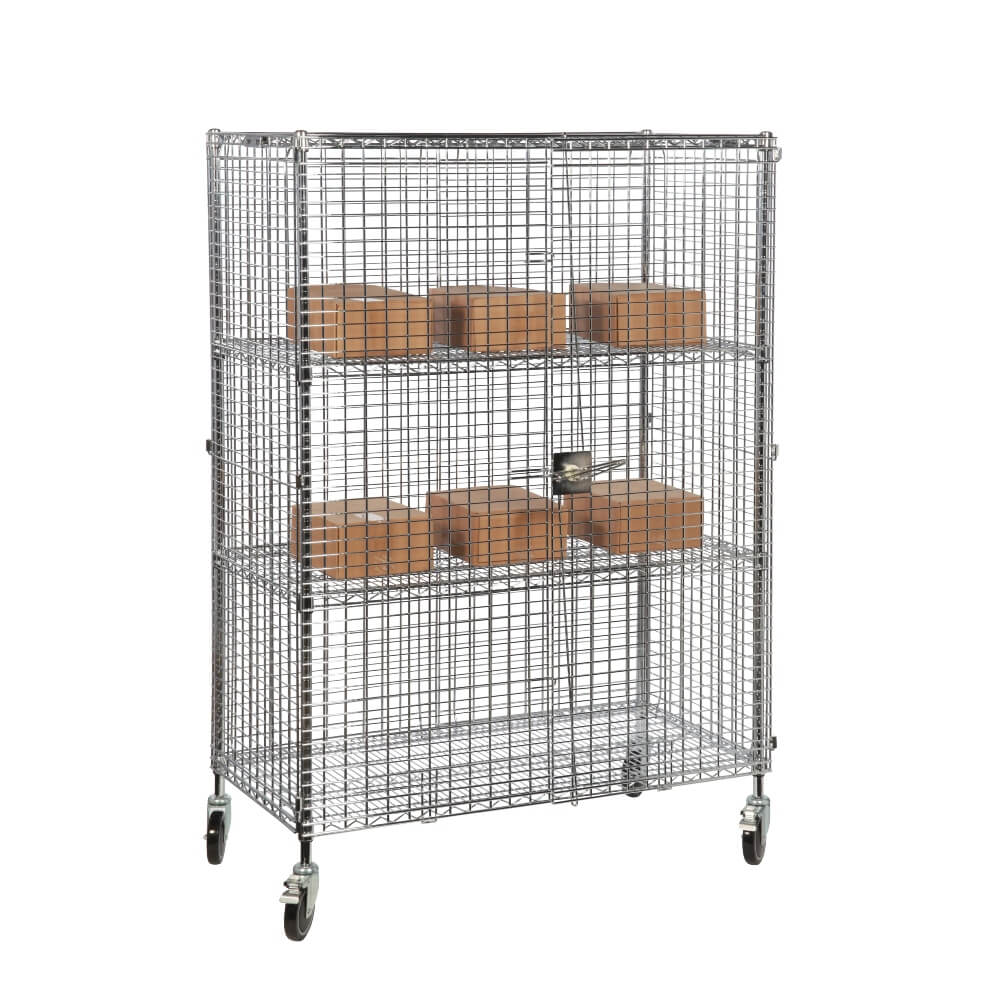 Chrome Wire Mobile Security Cage 2 Shelves
