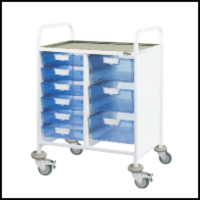 Medical trolley with translucent trays