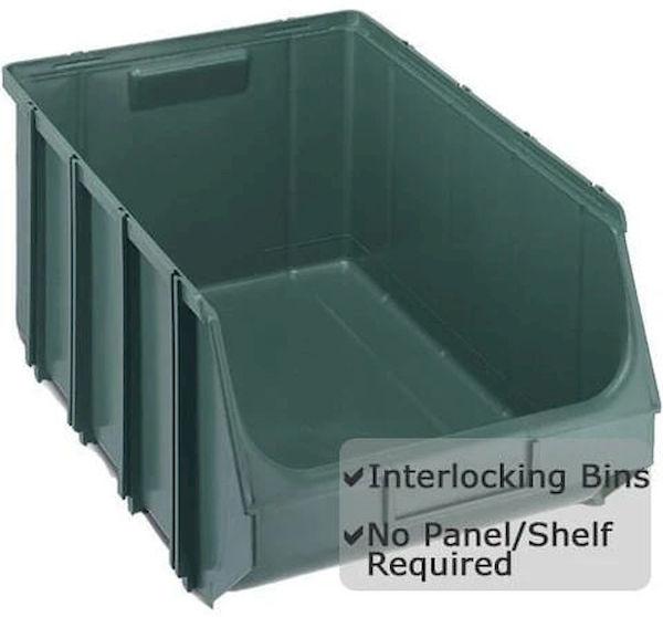 Advantages of the fully locking bin as no shelves or louvre panels are required