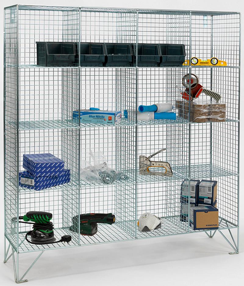 16 Compartment Wire Mesh Lockers Without Doors