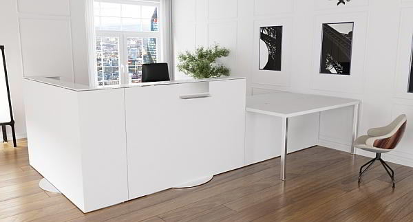 b concept white reception counter L