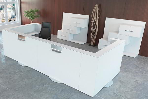 b concept white reception counter U