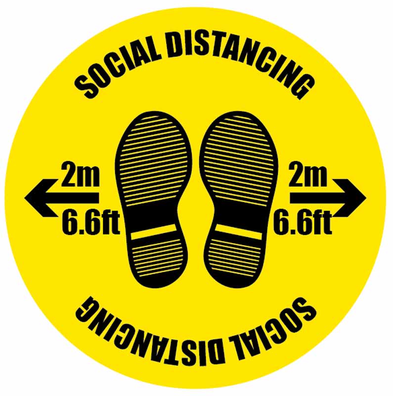 covid feet distancing floor sign