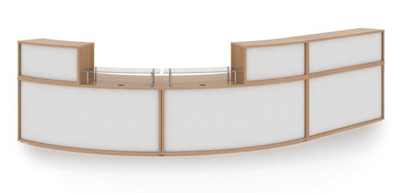 denver curved reception unit white and beech laminate
