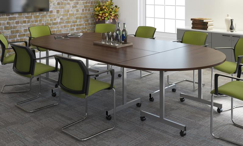 flip top modular meeting tables dark