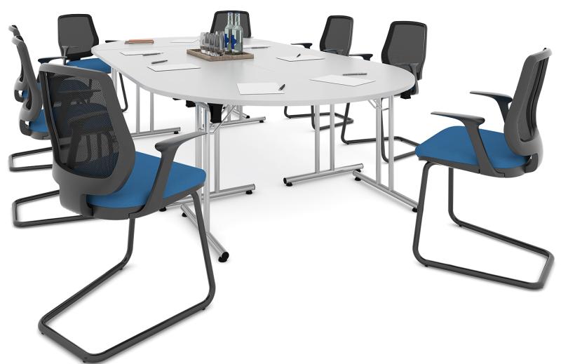 folding modular meeting tables white