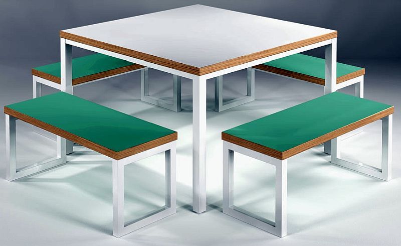 jive square table with 4 bench seats