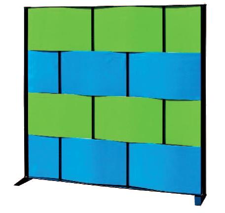 Merlin space divider screens green and blue