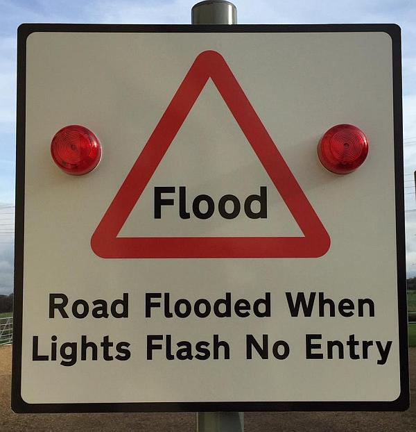 automated flood warning sign