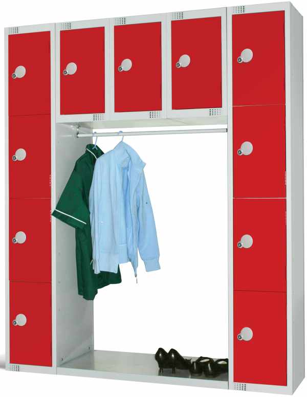 red archway lockers - space saving
