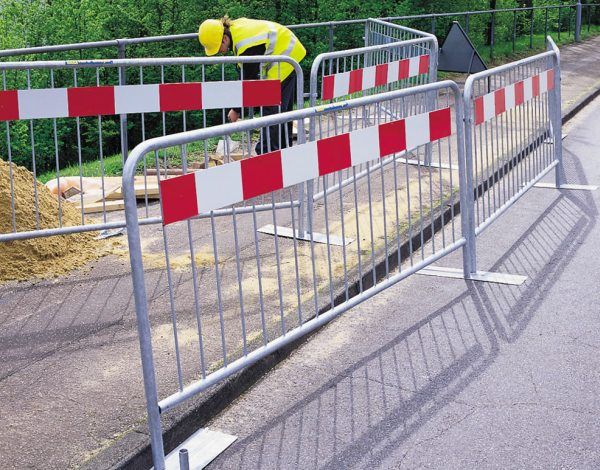construction site barrier with signage