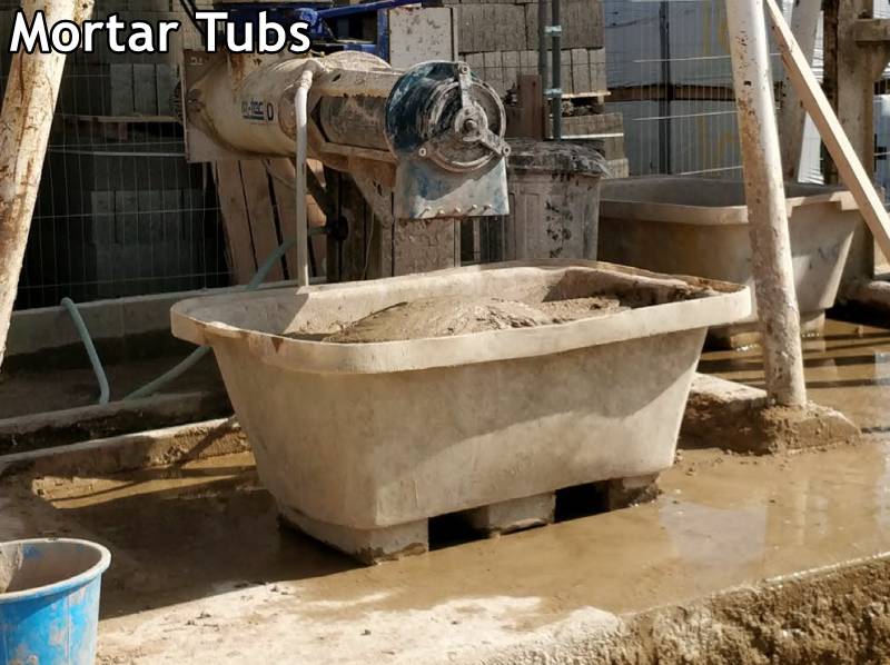 mortar tubs on site