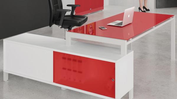 rio executive red glass desk
