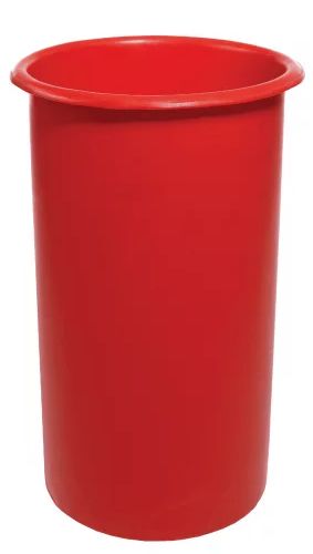 red straight sided plastic bins