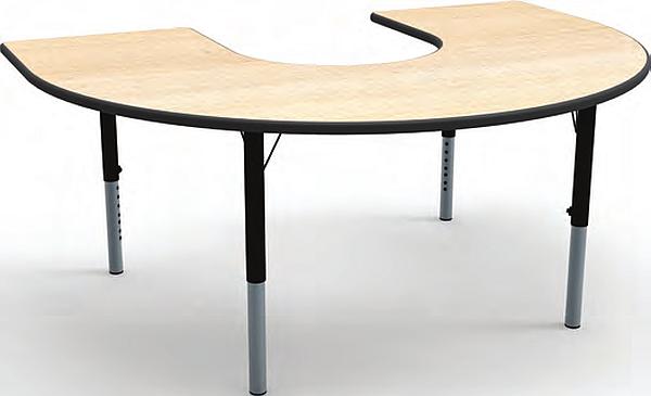 Horseshoe shaped height adjustable table
