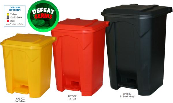 defeat germs using plastic pedal bins
