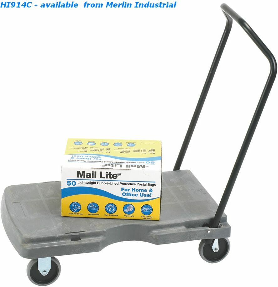 grey plastic platform trolley foam plastic