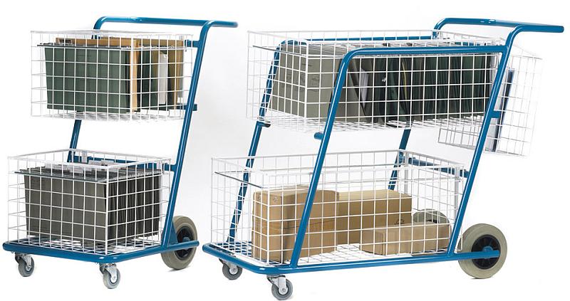 mesh basket mailroom trolleys