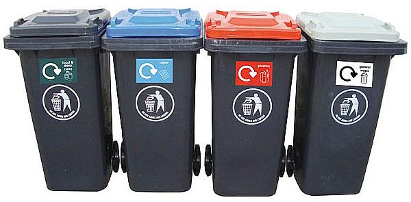 recycling centre wheelie bins