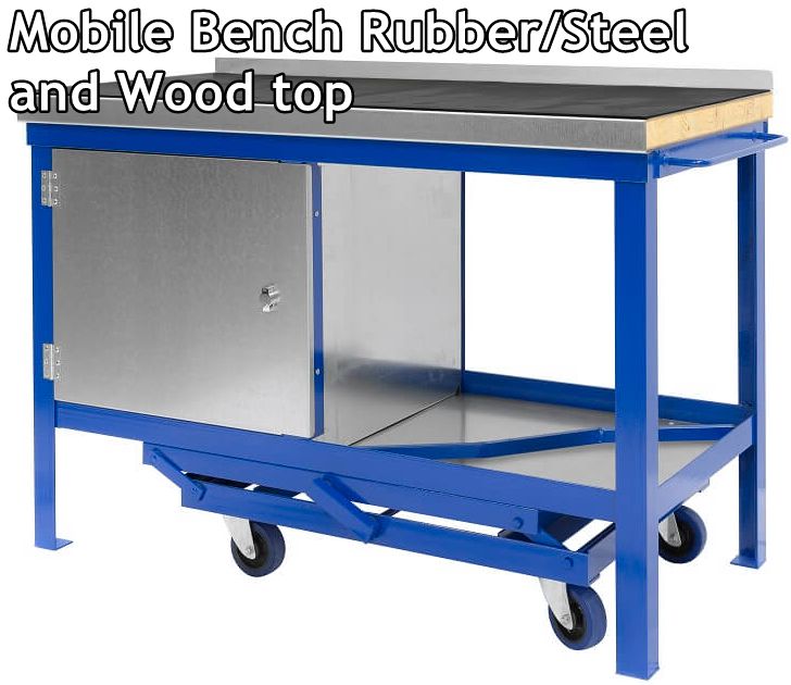 Mobile workbench with fiver drawer unit and cupboard