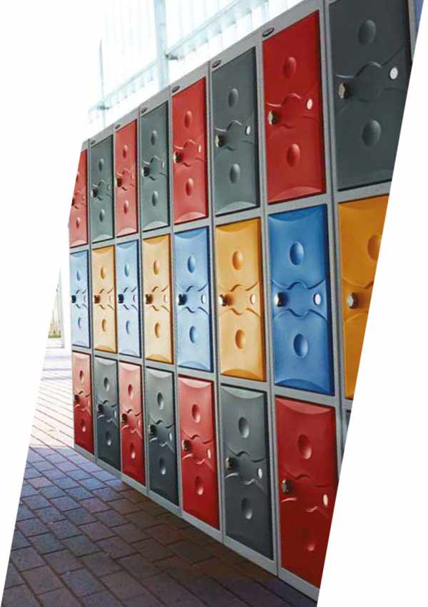 plastic lockers at a school