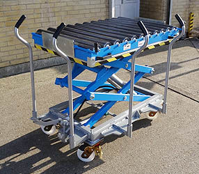 mobile scissor table with roller top hf2h
