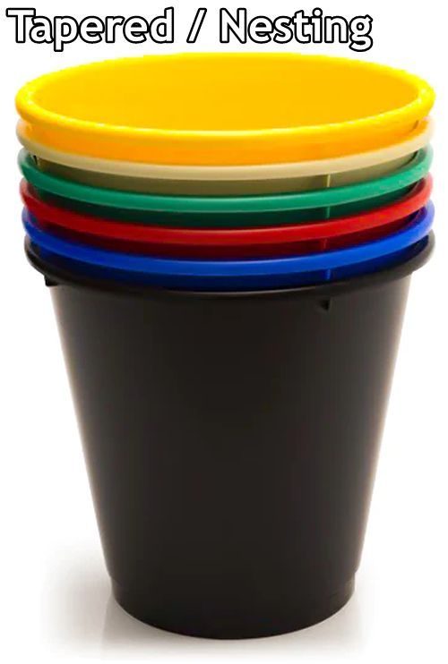 tapered plastic tubs various colours