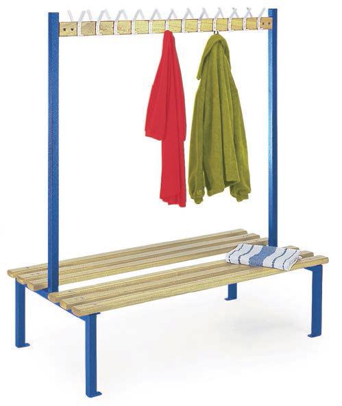 Cloakroom Bench - Blue Frame with Sapele Slats