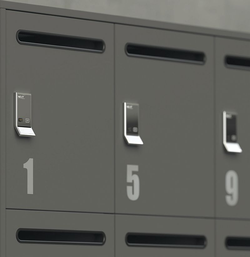 Switch RFID lockers with post slots