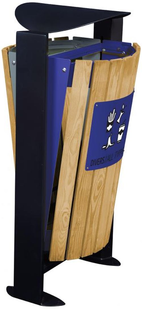 ARKEA wood and steel twin recycling bin