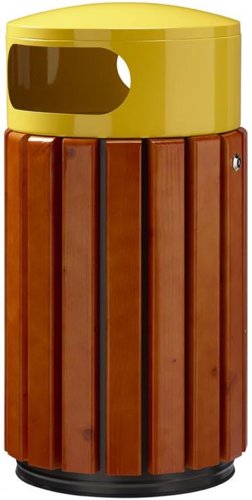 ZENO circular wood yellow steel top bin