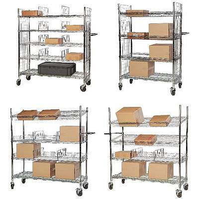 Chrome Wire Shelving mobile picking trolleys