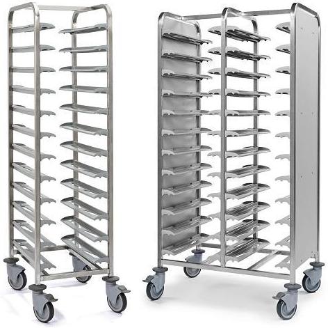 cafeteria tray clearing trolley stainless steel