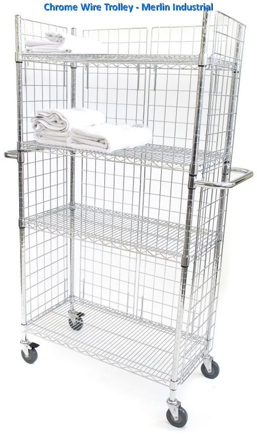 chrome wire trolley with shelves