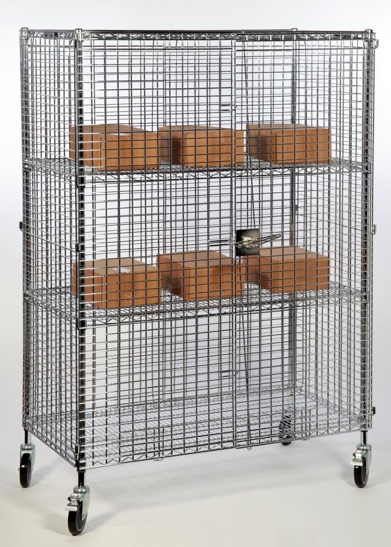 mobile chrome mesh security trolley