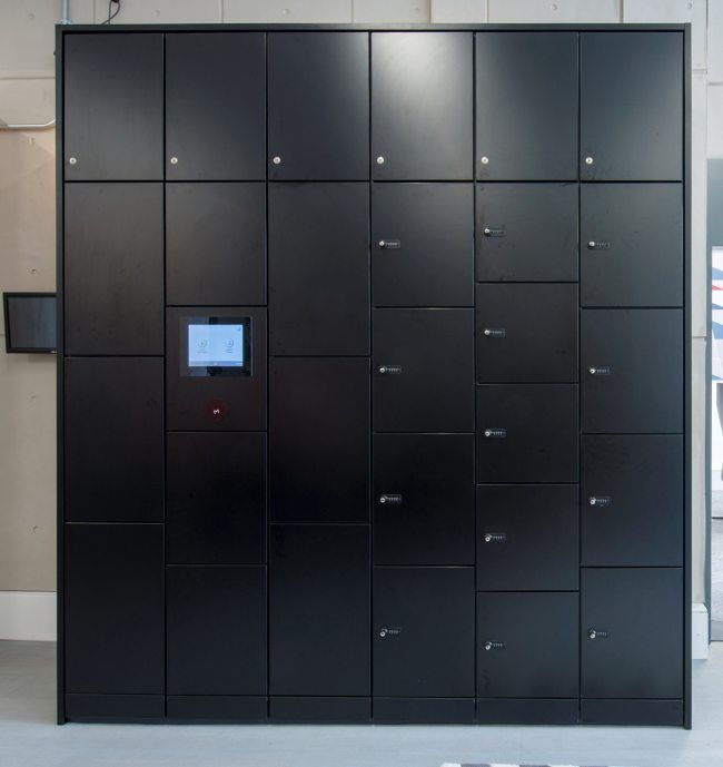 black lockers with touch screen