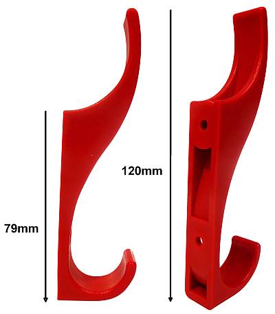 Sizes for the V3 Plastic Coat Hooks - hole centres are 44.5mm