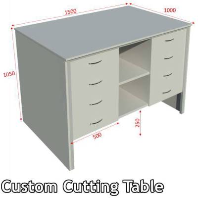custom cutting table with drawers