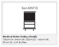 MNT10 dimensions of smaller medical notes trolley