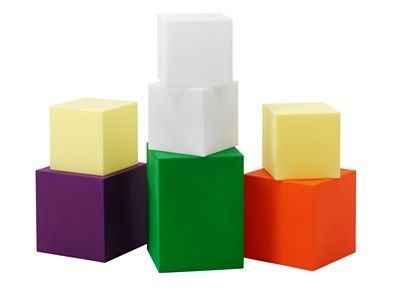 assorted plastic display cubes