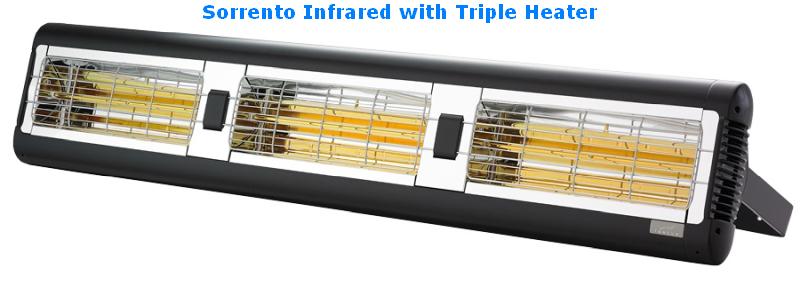 Sorrento triple infrared quartz heater in black