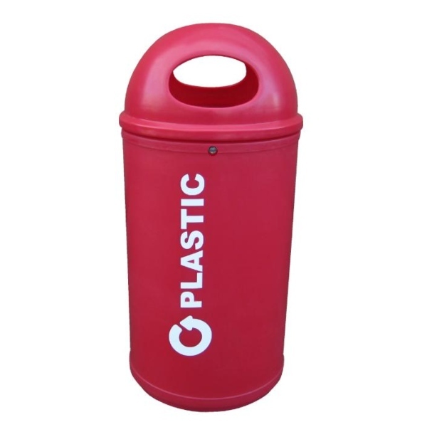 Classic Recycling Bin Plastic Red 600x600