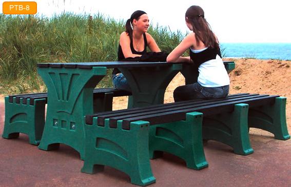 Recycled plastic benches and table