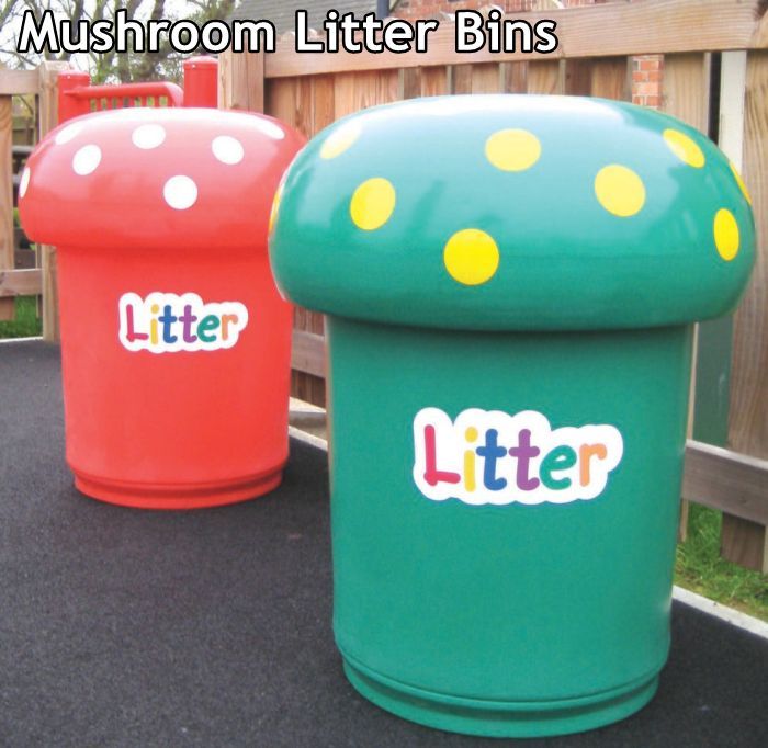 mushroom shaped litter bins