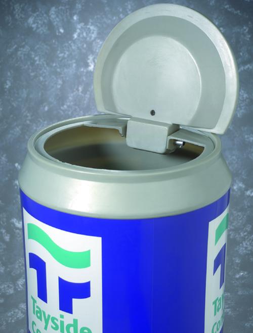 recycle can bin with logo lid lifted
